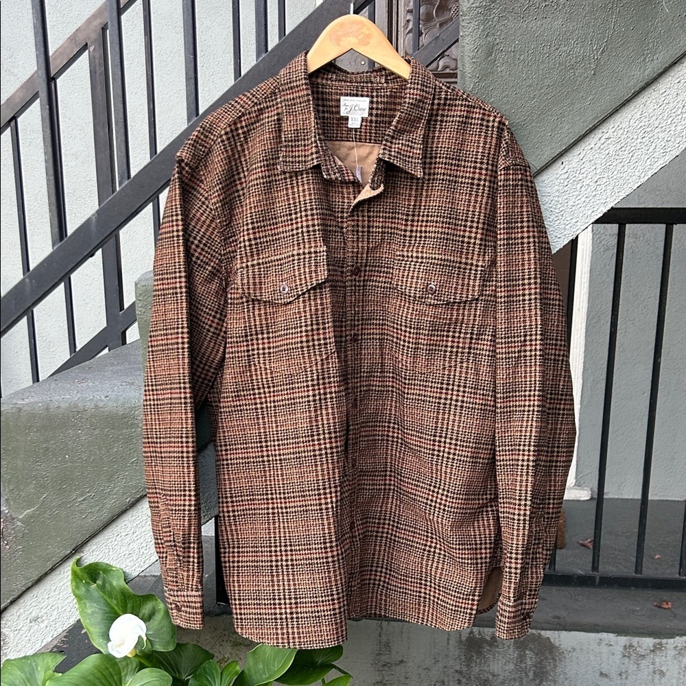 NWT J. Crew Corduroy CPO Shirt in Haizel Brown Multi Size XXL Gorpcore Casual